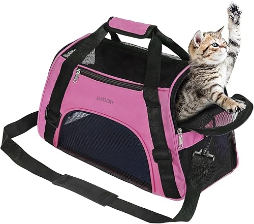 Miniatura 8 de JMOON Bolsa de transporte para mascotas de lados suaves, aprobada por aerolíneas para gatos y perros, transportador de viaje plegable y cómodo