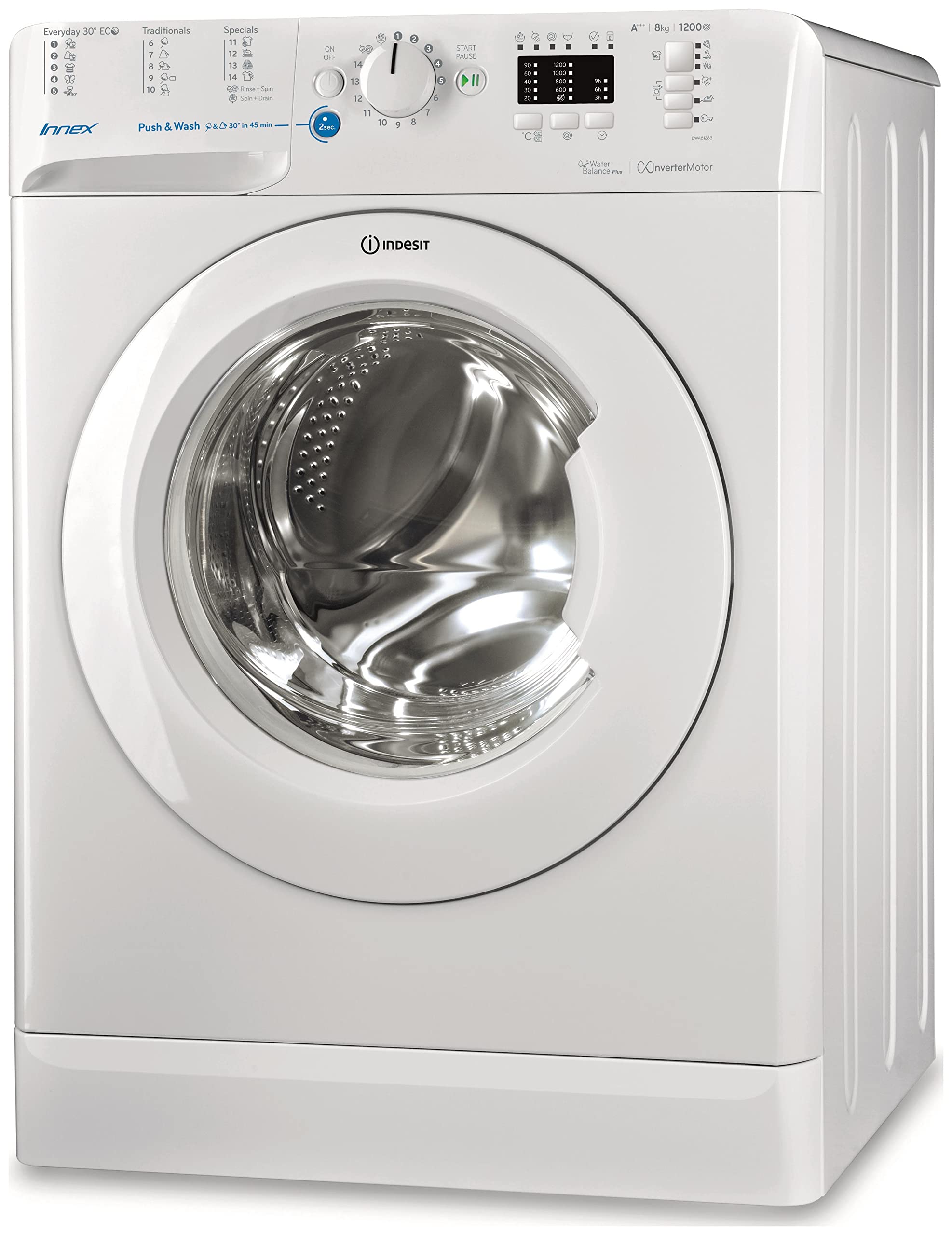 Indesit - Lavatrice A Carica Frontale BWA 81283X W EU Capacità 8 kg Centrifuga 1200 Giri / min Classe Energetica A+++ Colore Bianco