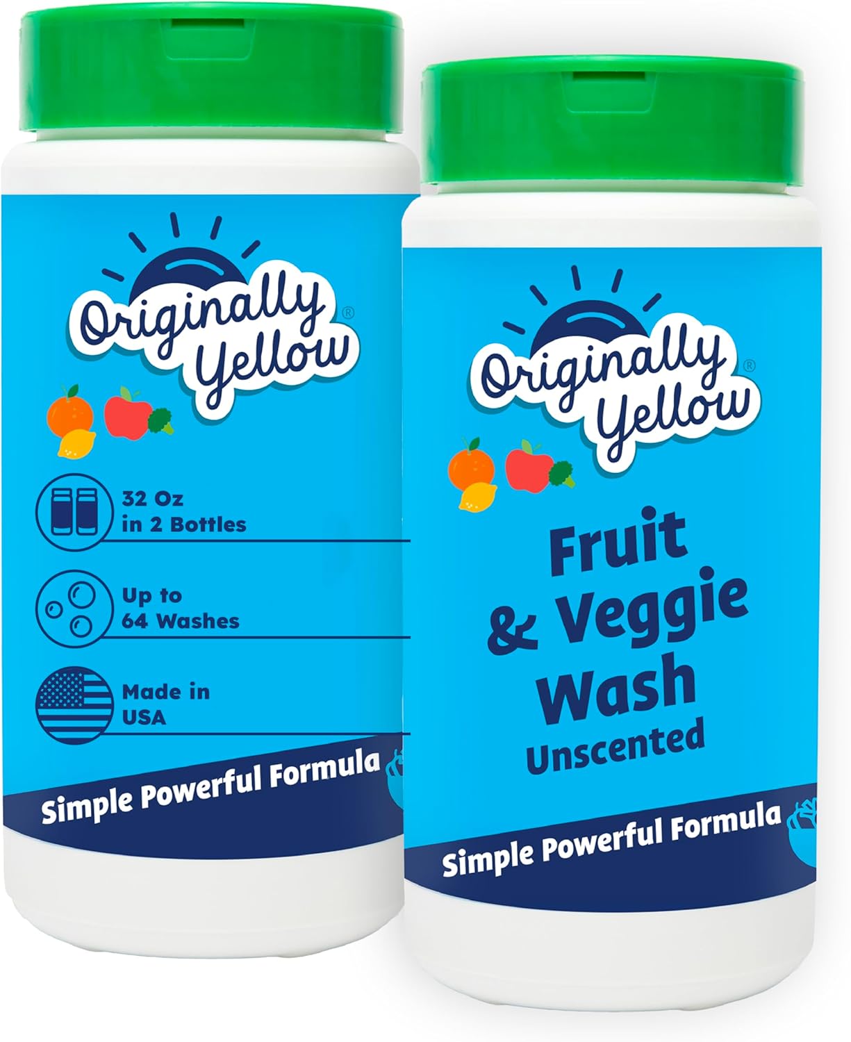 Originally Yellow USA Made Fruit And Vegetable Wash | Food-Grade Fruit and Veggie Wash With No Aftertaste | Powerful Cleaning & Safe Ingredients | Plant-Derived Produce Cleaner & fruit washer | 2 lb