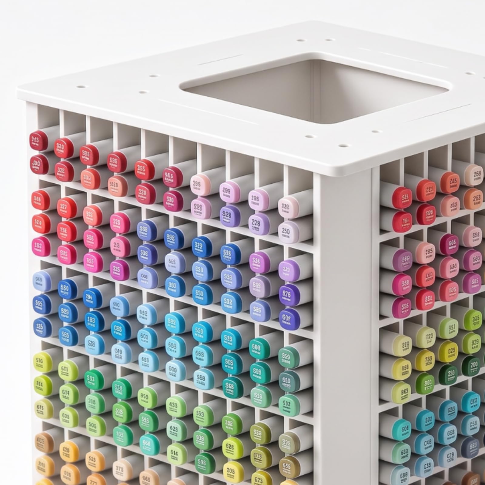 rockible Tour Tri avec Base Rotative Compact Organisateur Rotatif Organisateur avec Séparateurs pour Bureau, 240 Trous - Modèle Boîte Carrée Verticale Plateau Tournant En Plastique