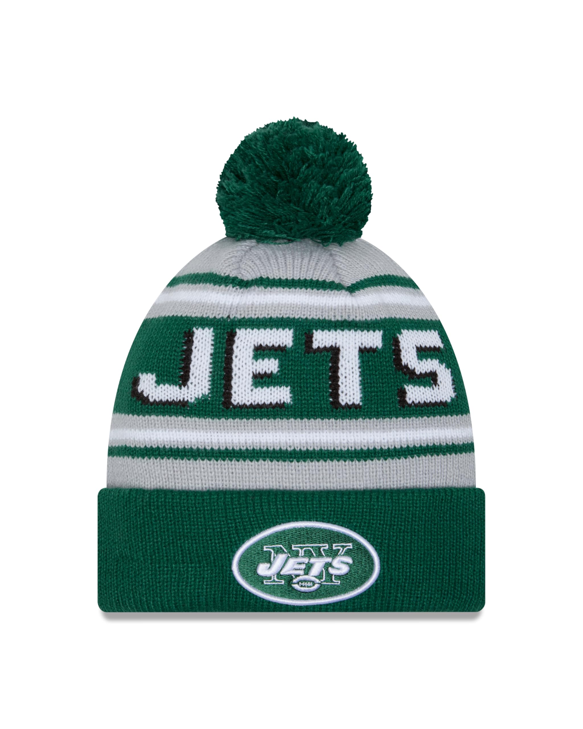 New Era Men's Team Logo Cuffed Knit Pom Hat - Pick Your Team (US, Alpha, One Size, New York - Jets Throwback)