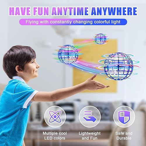 Miniatura 4 de RIEYON Bola de orbe voladora 2023, más reciente actualización Hover Boomerang Ball 6 efectos de iluminación, juguetes geniales para niños,