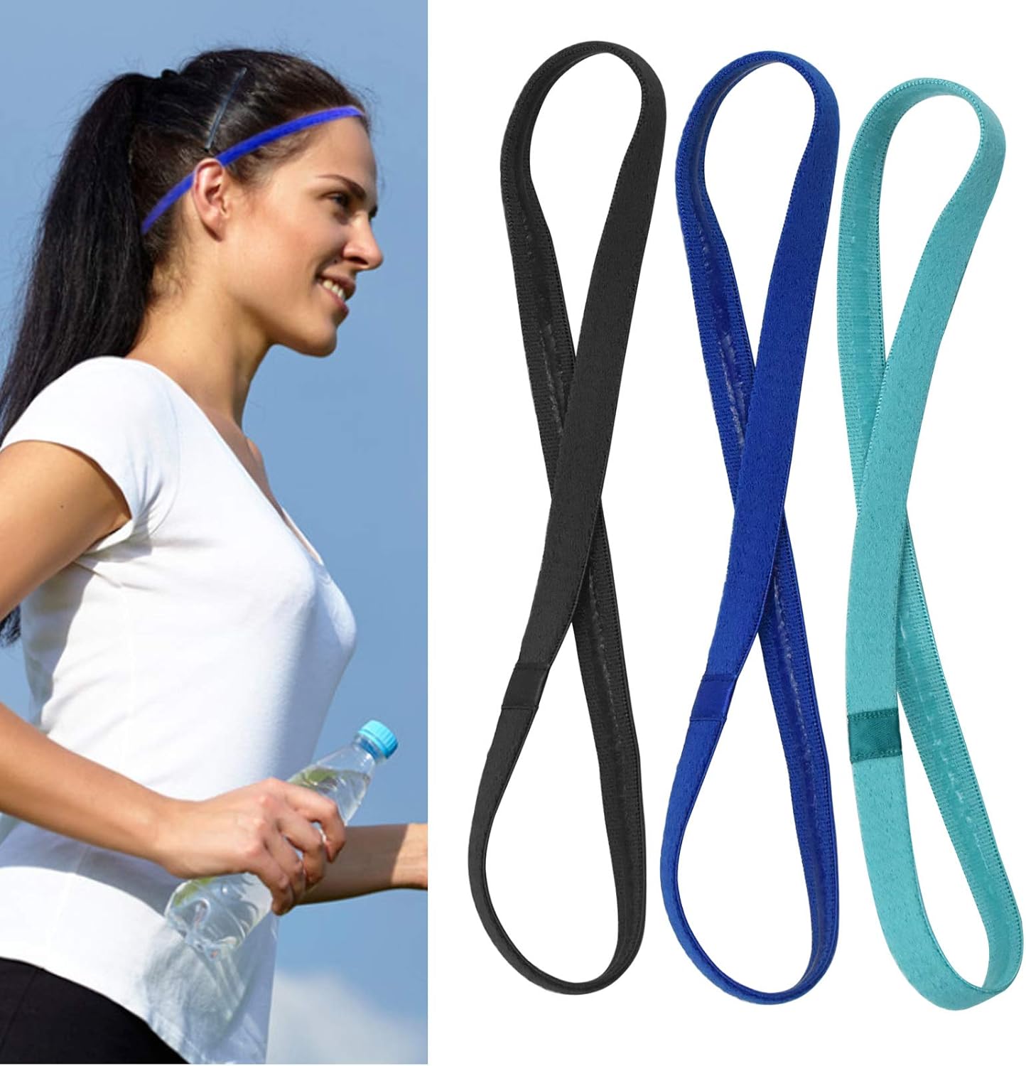 Jinlaili Sports Headband for Kids, 5 Colours Elastic Sports Hairbands, Football Headbands for