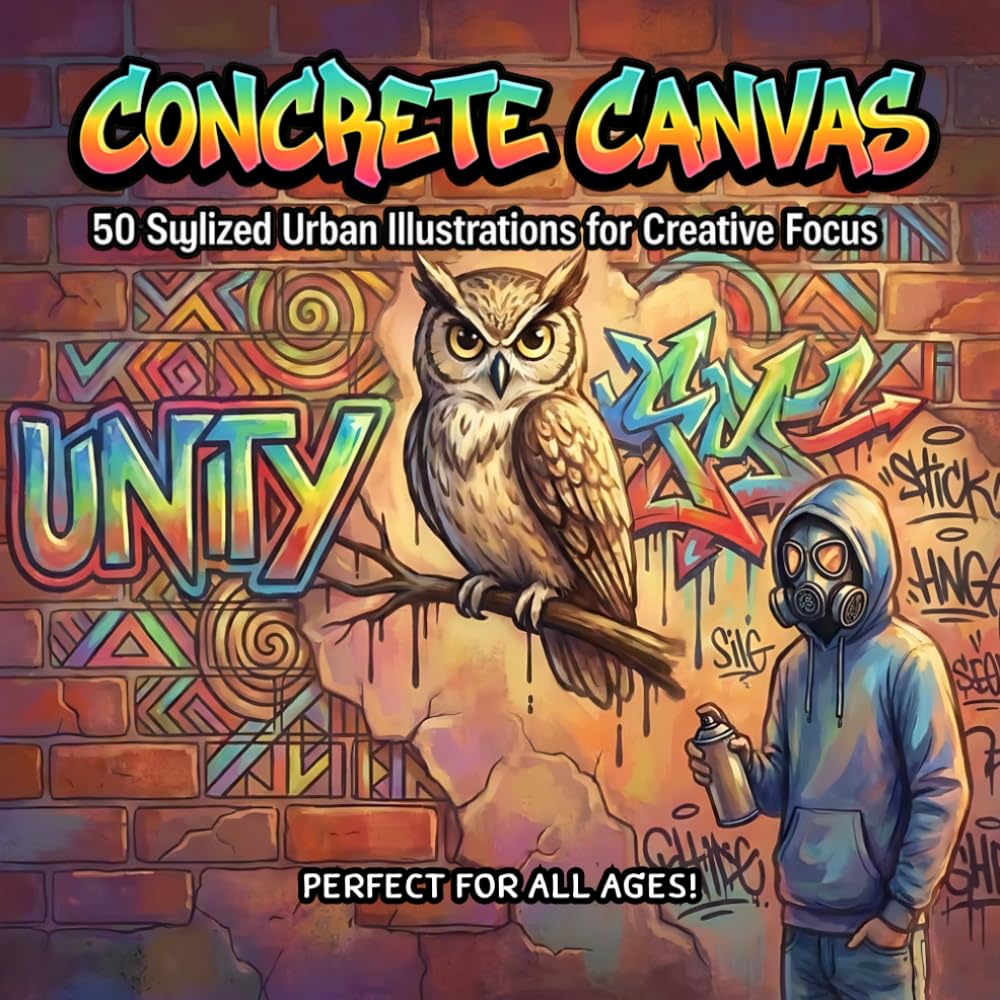 Concrete Canvas: 50 Stylized Urban Illustrations for Creative Focus and Stress Relief (Graffiti Street Art Coloring Book for All Ages)