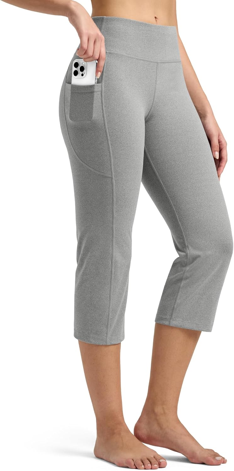 Willit Women's Yoga Capris Pants High Waist Leggings Crop Straight Leg Athletic Exercise Workout Capris 21"