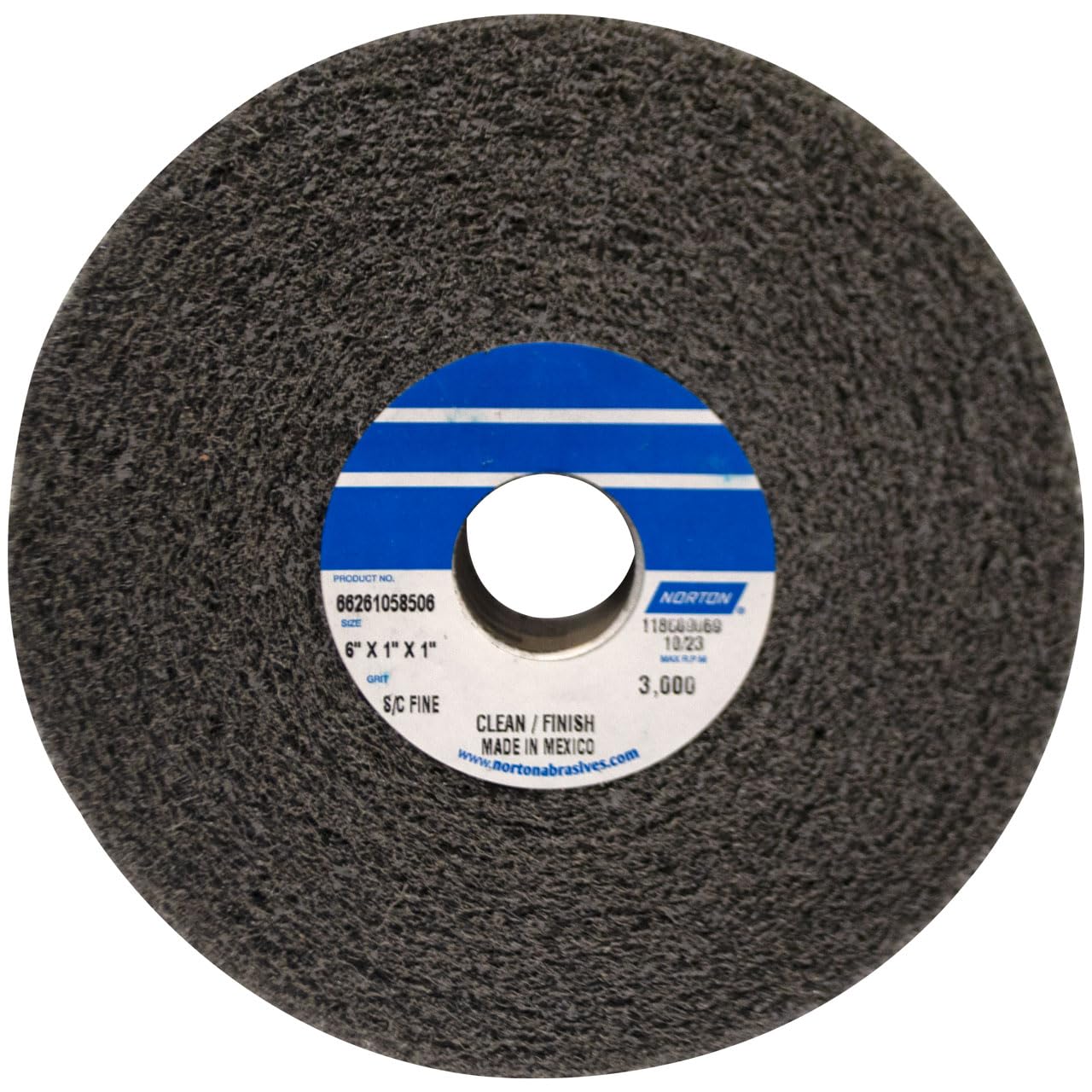 Norton 66261058506 6x1x1 In. Bear-Tex Clean & Finish Silicon Carbide Non-Woven Convolute Wheels, Fine Grit, 4 pack