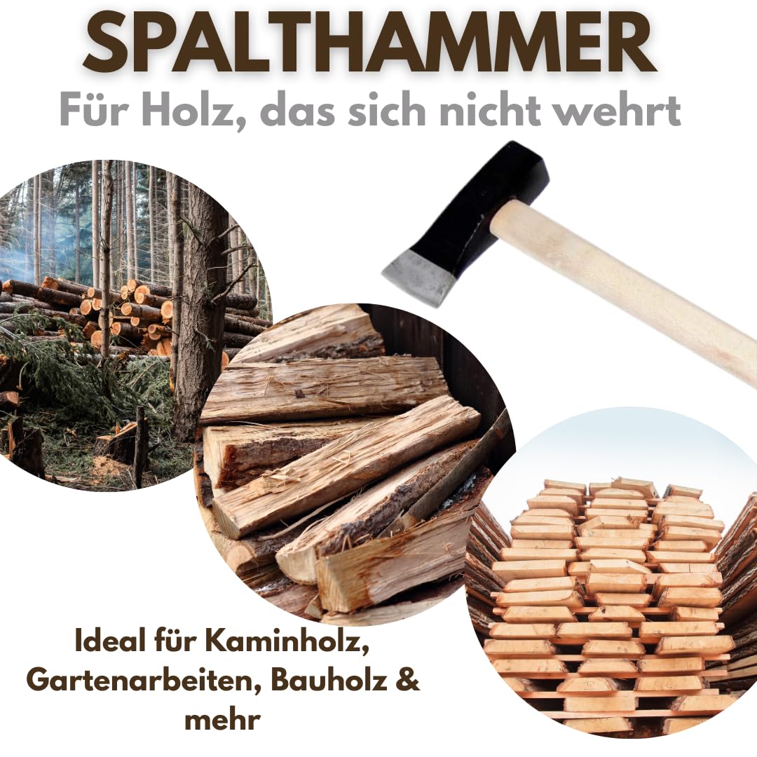 5kg Axt/Spalthammer – Spaltaxt mit Holzgriff – Hochwertiger Spalter Hammer/Beil – Hergestellt in der EU