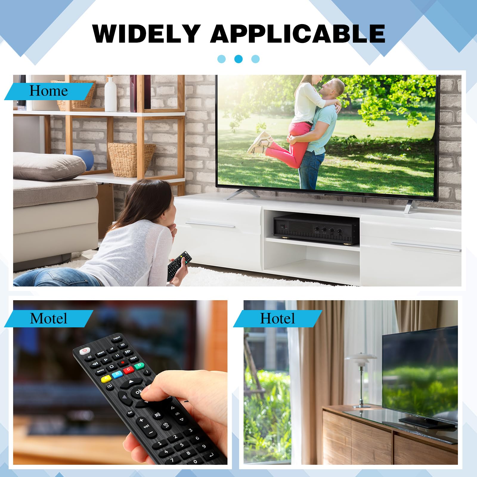 Paquete de 100 controles remotos universales de repuesto compatibles con todos los televisores inteligentes, LED, LCD, HDTV, serie 3D, para motel, hotel, hogar de ancianos (regular)