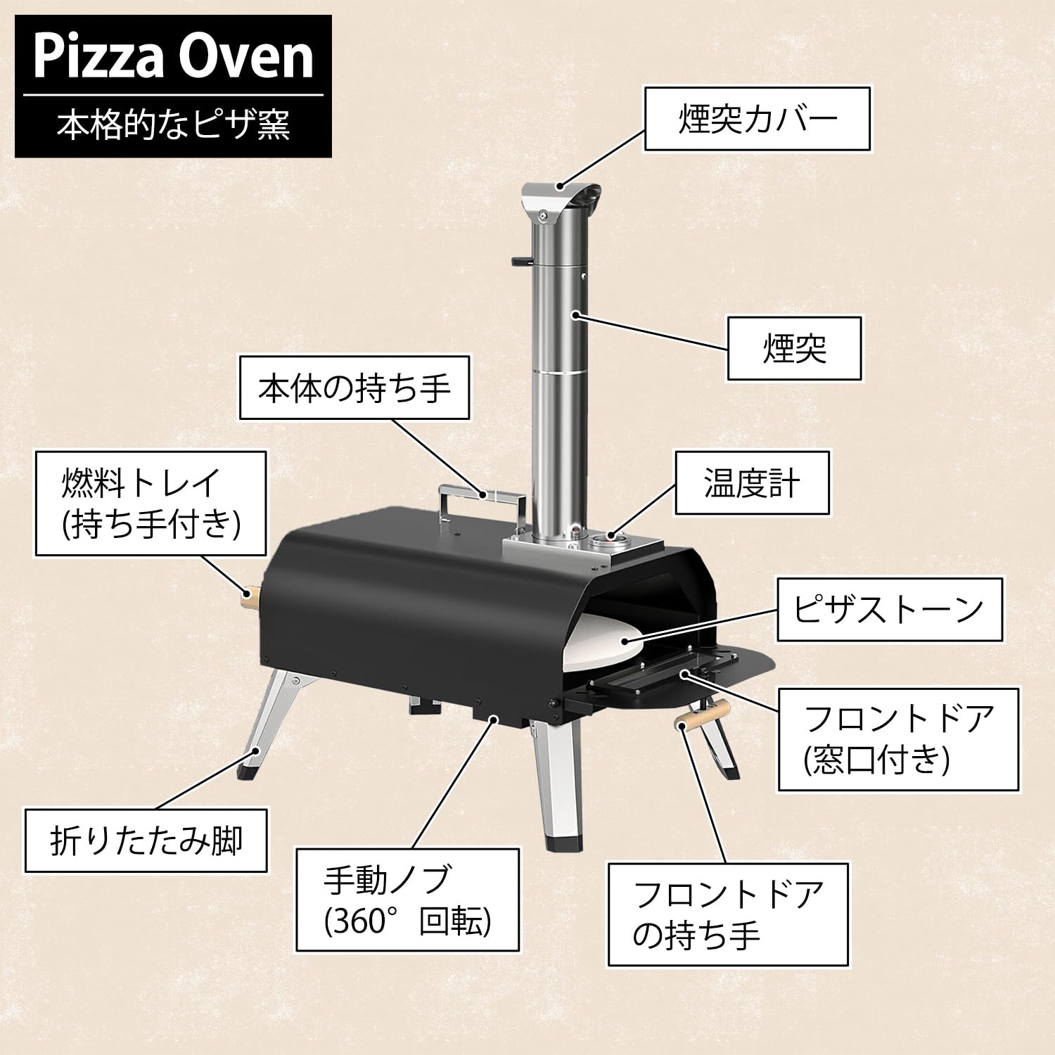 Amazon.co.jp: Kurflo ピザ窯 ポータブルピザ窯 家庭用ピザ窯 最高温度