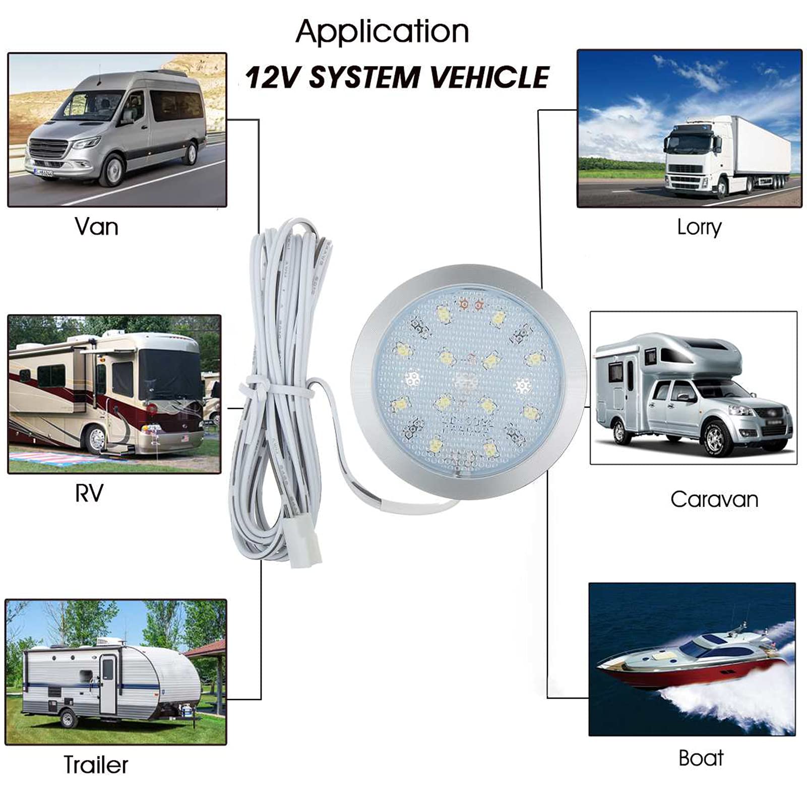 Luces Led de 12v para Caravana, Focos Empotrables de 12v, 4 Luces Led para Interiores, Luz Empotrada en el Techo de 12V y 10 W para Caravana, Barco,Blanco