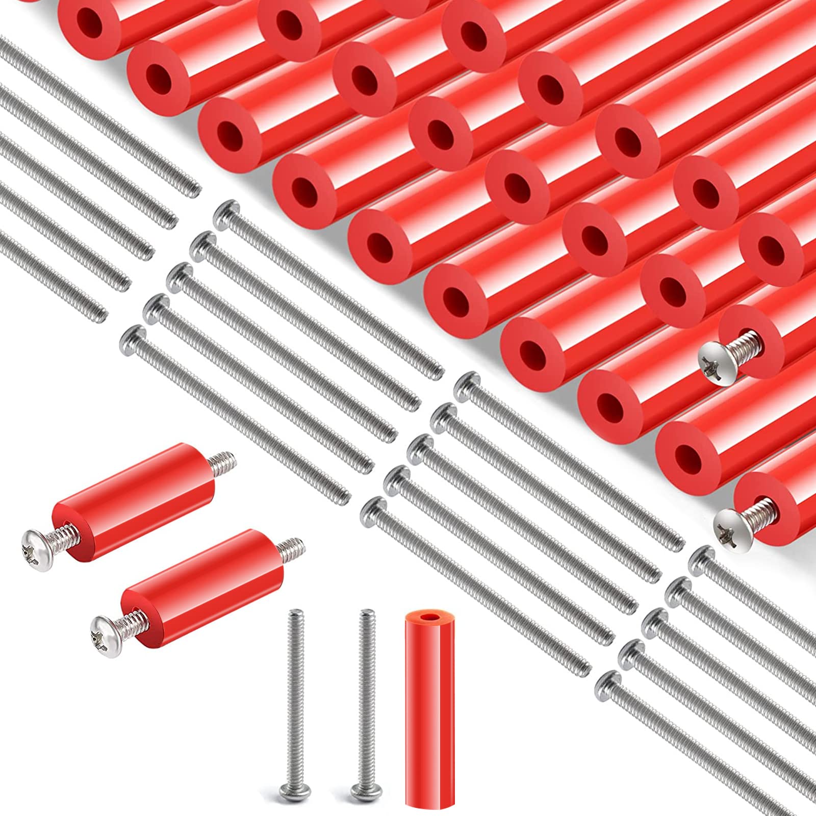 84 Pcs Electrical Outlet Spacers, Electrical Outlet Box Extender Kit - 42 Pcs 3 Inch Rubber Round Spacer & 42 Pcs 1-1/2 Inch 6-32 Flat Head Device Mounting Extra Long Electrical Outlet Screws