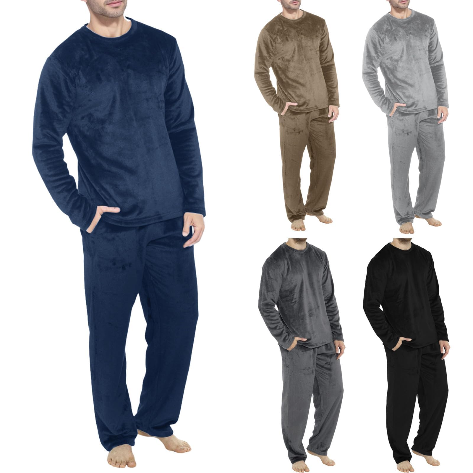 Pijama de franela para hombre, ropa de dormir suave y holgada, ropa de descanso, ropa cómoda para el hogar, conjunto de pijama cálido de invierno