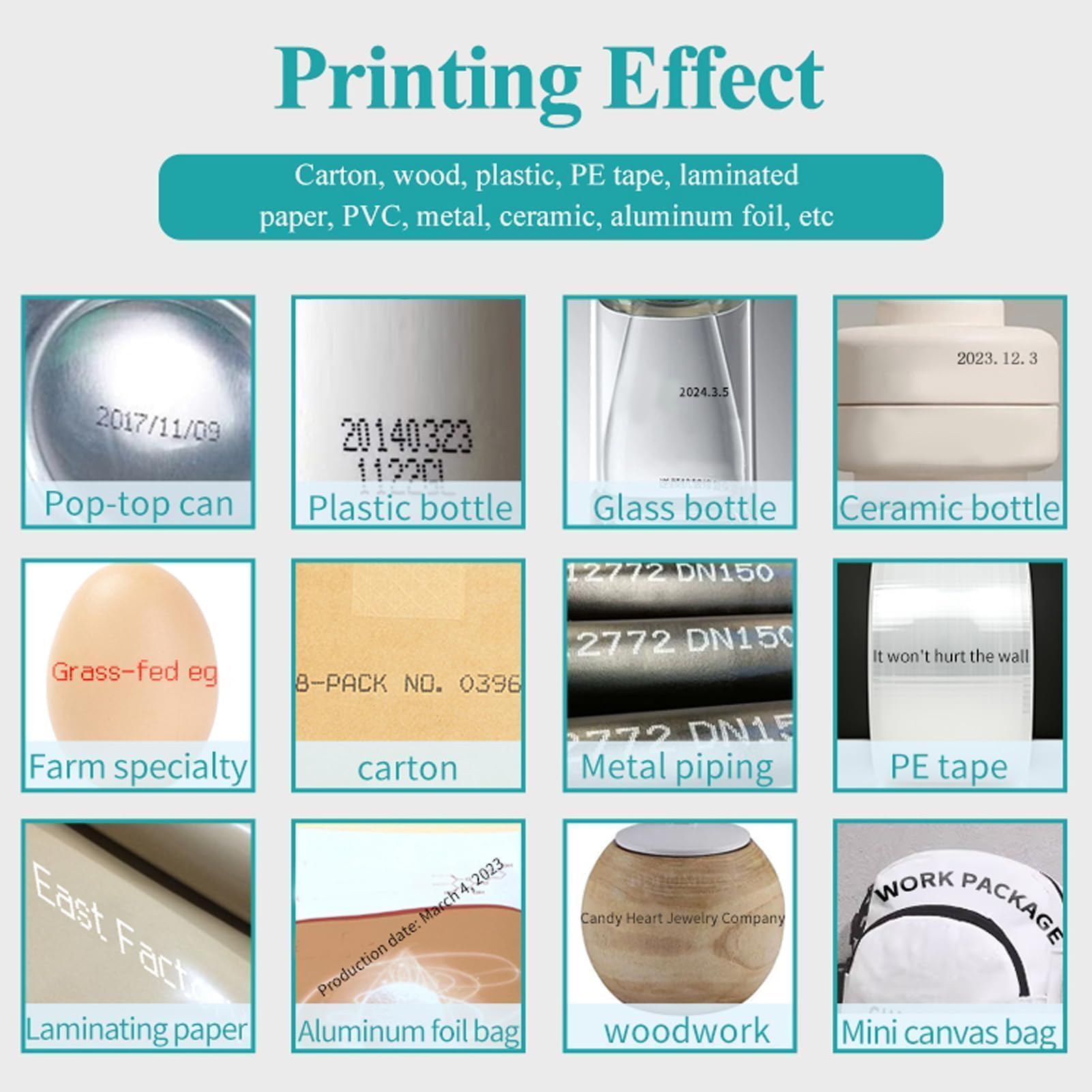 SUNGOOYUE Impresora de Inyección de Tinta Precisa, Portátil, de Secado Rápido, Portátil, Mini 12,7 Mm, para Texto, Código de Barras, Código QR, Contador, Número de Lote, Codificador de Fecha para
