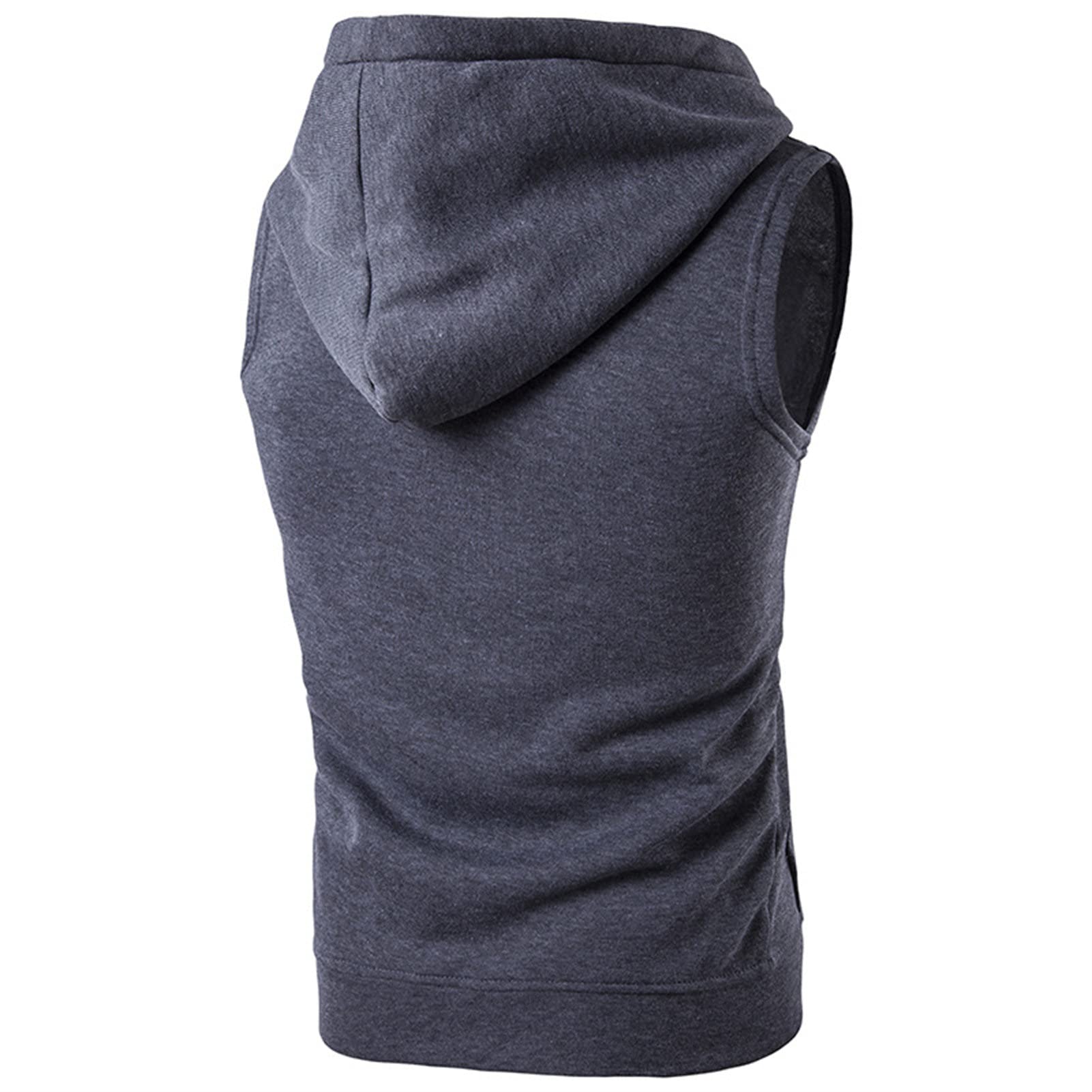 Maiyifu-GJ Men Casual Workout Sleeveless Hoodie Lightweight Zip Up Sports Hoodies Vest Solid Zipper Muscle Hooded Tank Tops (Dark Grey,Medium)
