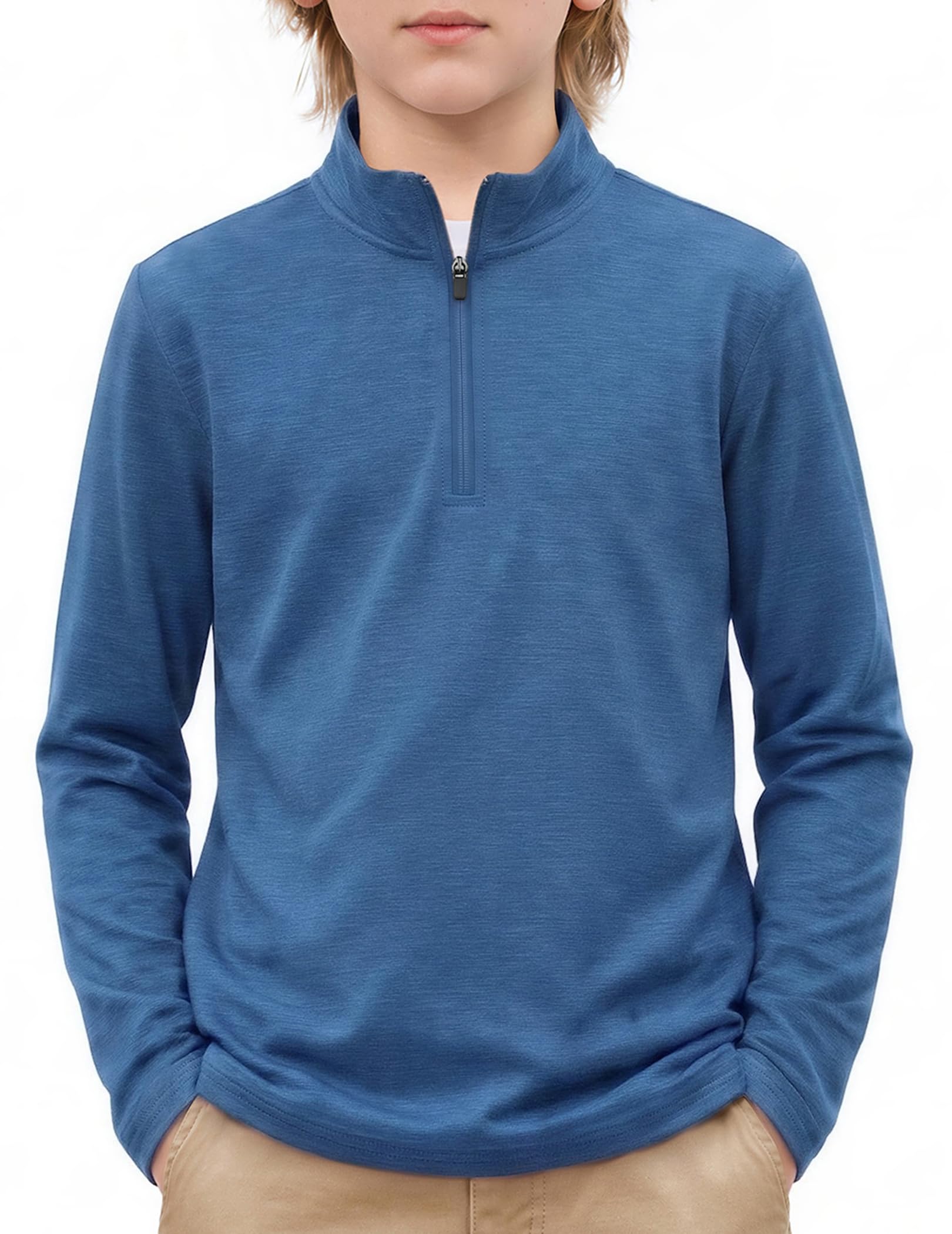 Arshiner Boy's Quarter Zip Pullover Lightweight Mock Neck Active Tops