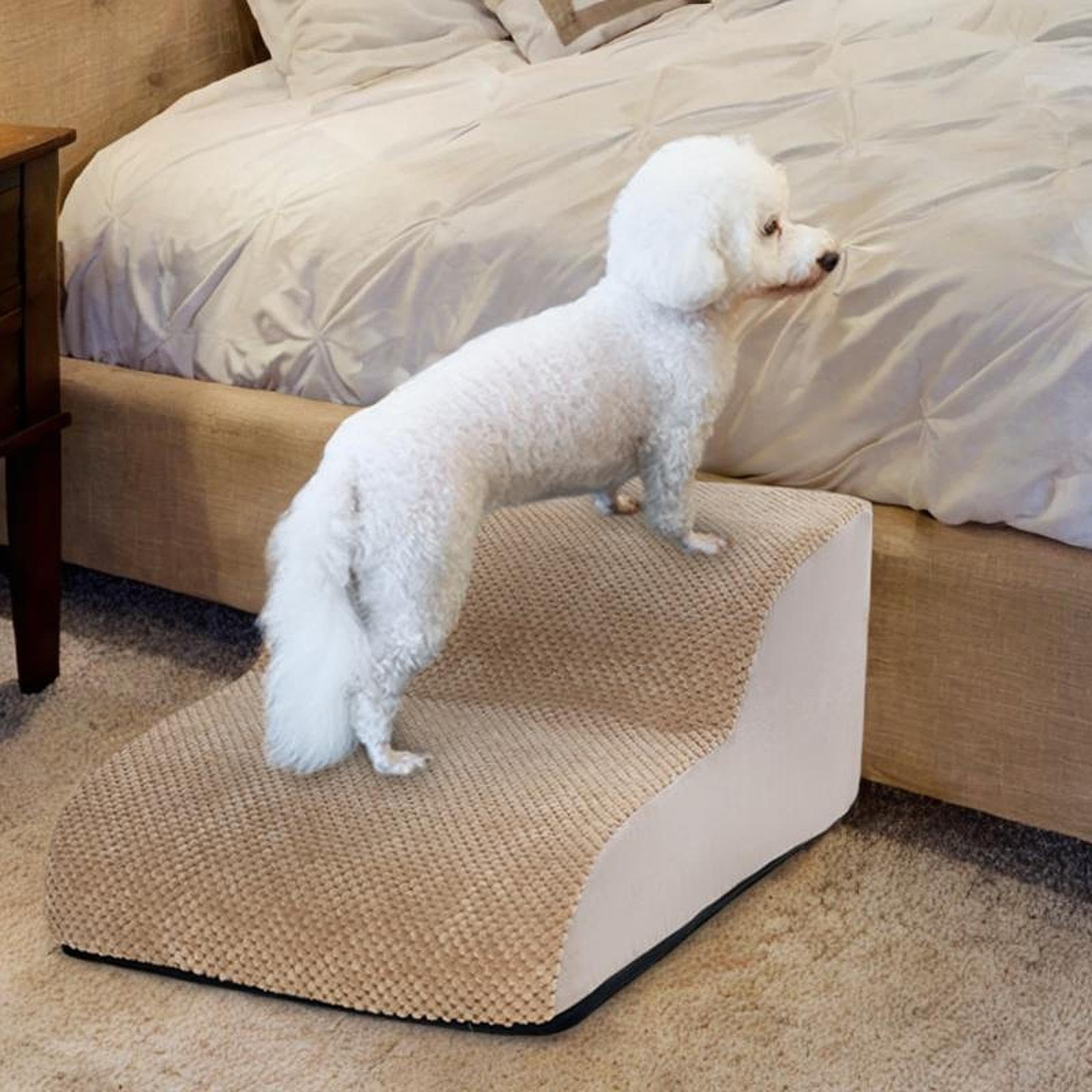 Scaletta per Cani, Gradini per Animali Domestici, Rampa per Cani, Scaletta per Animali Domestici Realizzata in Tessuto di Facile Manutenzione E Base a, Beige
