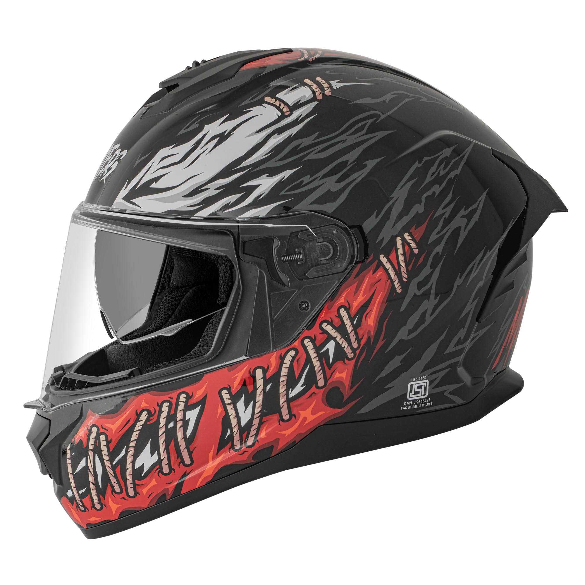Gliders Vector DV D1 Full Face Helmet Black Black with White and Red - Image 1