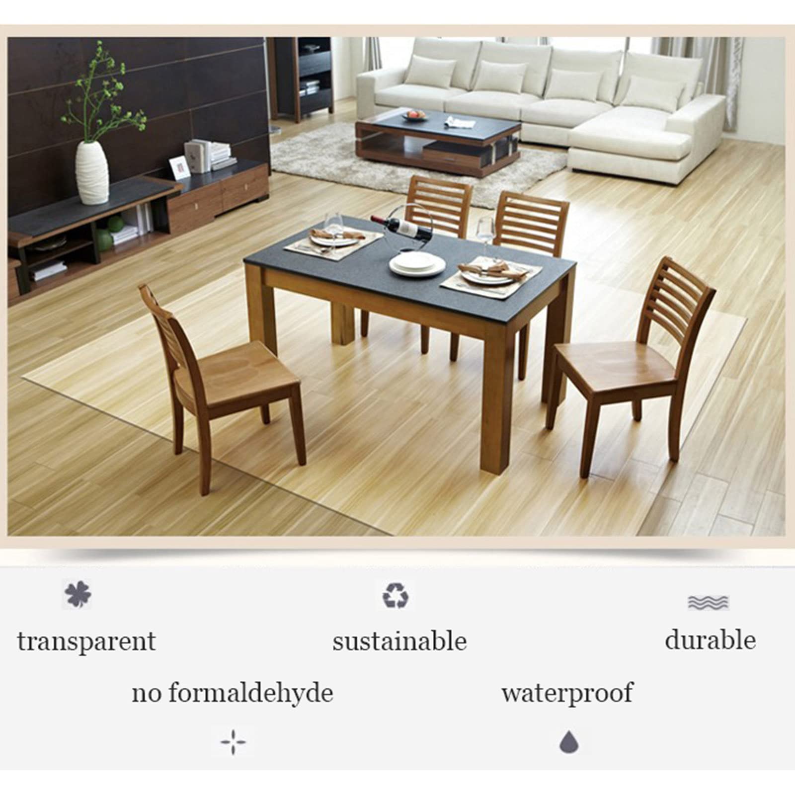 Tapete transparente para silla, 90 x 120 cm, protector de suelo de PVC antideslizante para madera dura y alfombra, tapete transparente para escritorio de oficina, ideal para uso en casa y juegos (39.4