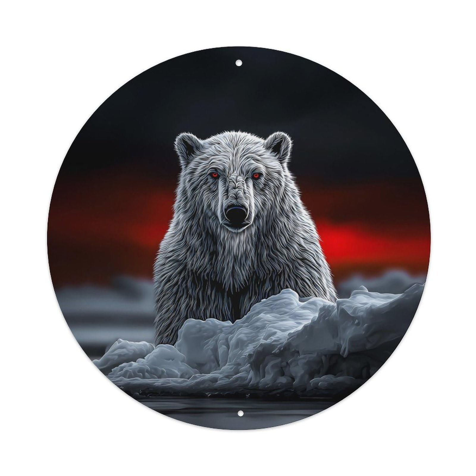 Animal Polar Bear Arctic Cold Toned Gothic Vintage Metal Tin Sign Plaque Wall Decor for Cafe, Club Bar, Office, Garden Metal Poster 8x8Inch