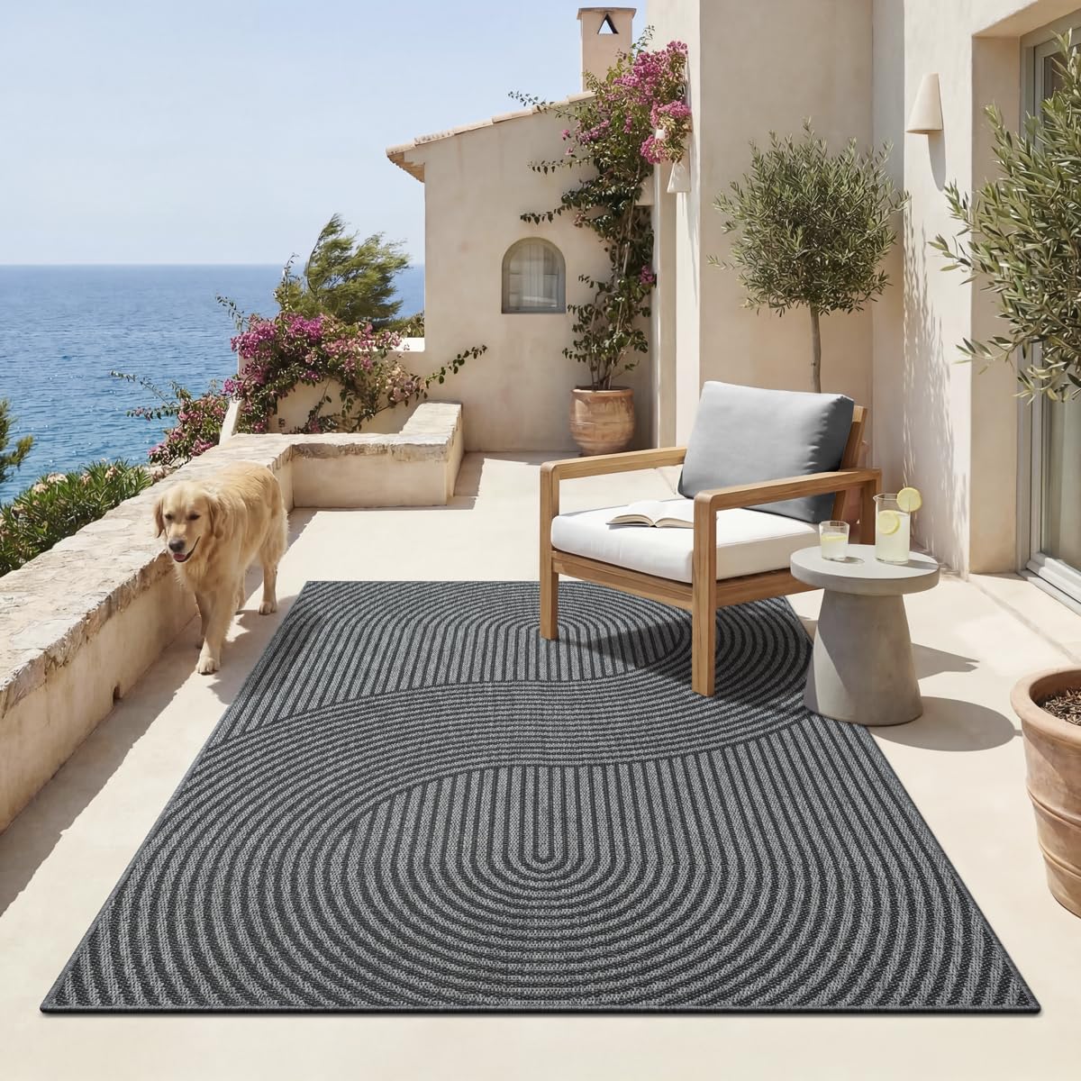 the carpet Mistra – durable and modern rug, robust and easy to maintain, suitable for indoor and outdoor use, living room, ideal for kitchen, hallway and conservatory, Anthracite, 120 x 170 cm cm — image 1