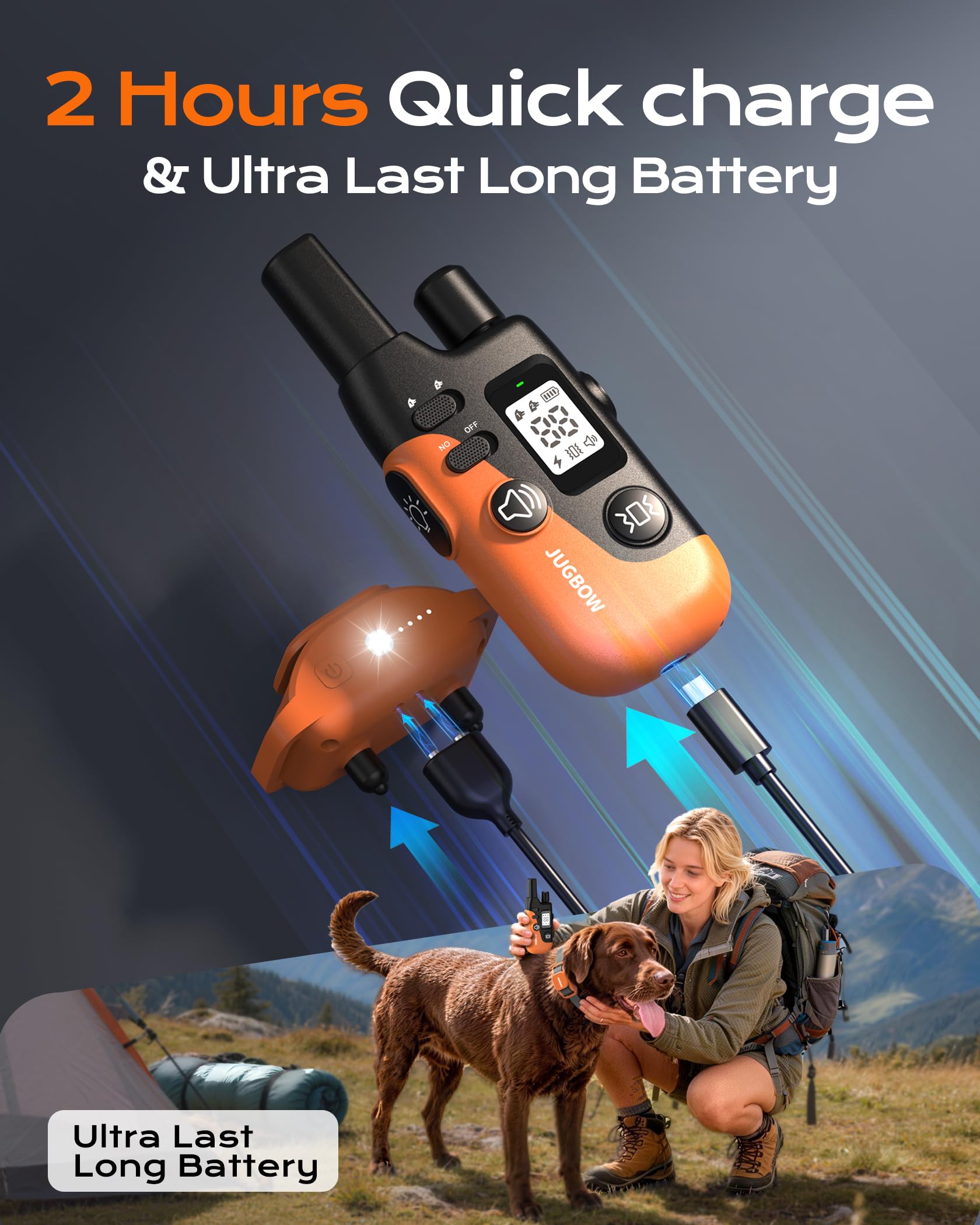 Jugbow Dog Shock Collar- 4200FT Dog Training Collar with Remote for 10-120lbs Small Medium Large Dog, IPX8-Waterproof Rechargeable E-Collar with LED Light - image 7