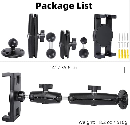 Miniatura 7 de Soporte de tablet para camión, base de taladro resistente con brazo de aluminio para tableta, automóvil, pared, barco, escritorio, compatible con