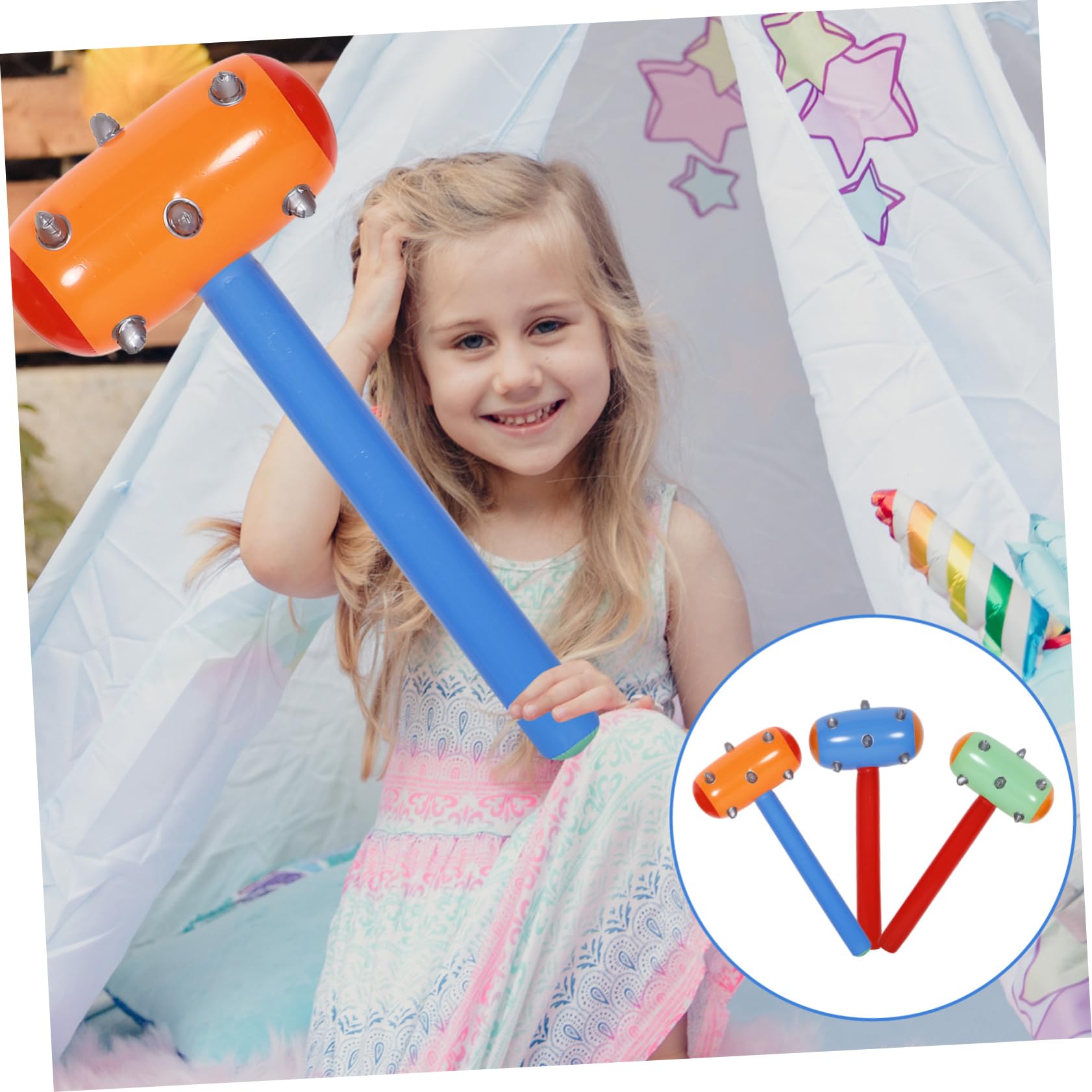 Aufblasbares Hammer-Spielzeug-Set – 12 Stück Bunte Partyhämmer Mit Glöckchen Für Kinderfeste