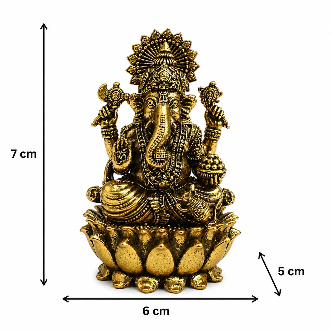 Blessora Craft Pure Brass Ganesha Idols for Gifts | Small Ganpati Idol for Home Decor Pooja Room| Ganesha Murti for Office Table | Vastu Ganesha for Entrance Home Door (8 cm) 1