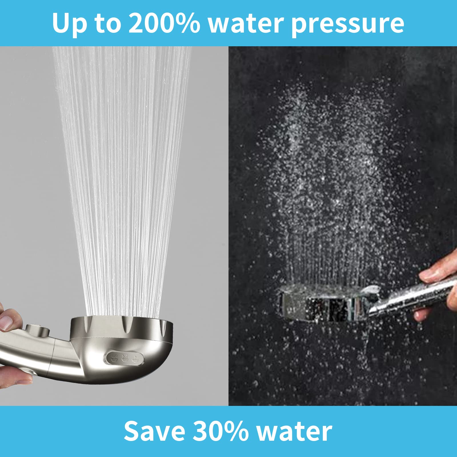 Pommeau de douche à main haute pression, pommeau de douche à main pour camping-car avec tuyau et interrupteur marche/arrêt, pommeau de douche amovible avec support réglable (nickel brossé)