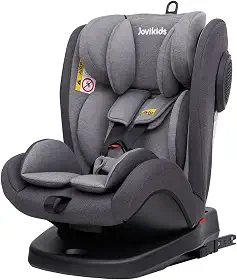 JOVIKIDS Cadeira de Segurança para Carro, Ergonômico, Ajustável para Bebês e Crianças, 3 em 1, De 0 a 12 Anos, Até 36 kg*, Sistema ISOFIX e Top Tether, Rotação 360 graus, Proteção Contra Impactos, Reclinável, Lavável, Modelo Angela. (Cinza)