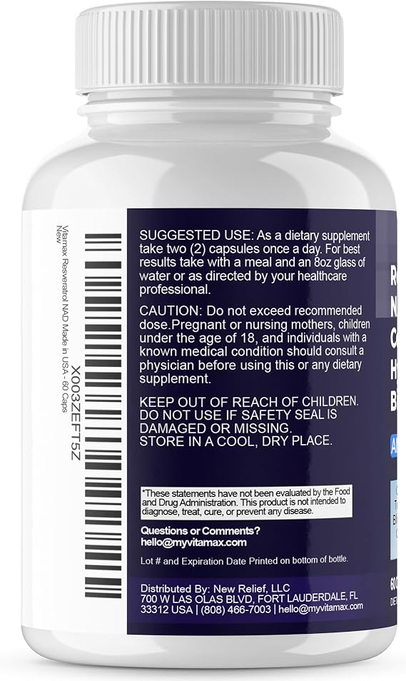 Resveratrol NAD+ Berberine Hyaluronic Acid - Biotin Grape & Blueberry + NAC - Collagen Peptides - Hair, Nail, Skin & Joint Supplement - 21-in-1 Women and Men - Made in USA (60 Count (Pack of 1)