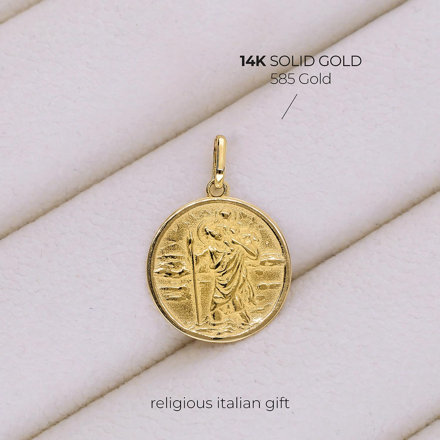 forme di Lucchetta - San Cristoforo Medaglia d'Oro 14 carati - 'Sanctus Christophorus - Patronus Viatorum' - Gioiello Religioso Made in Italy
