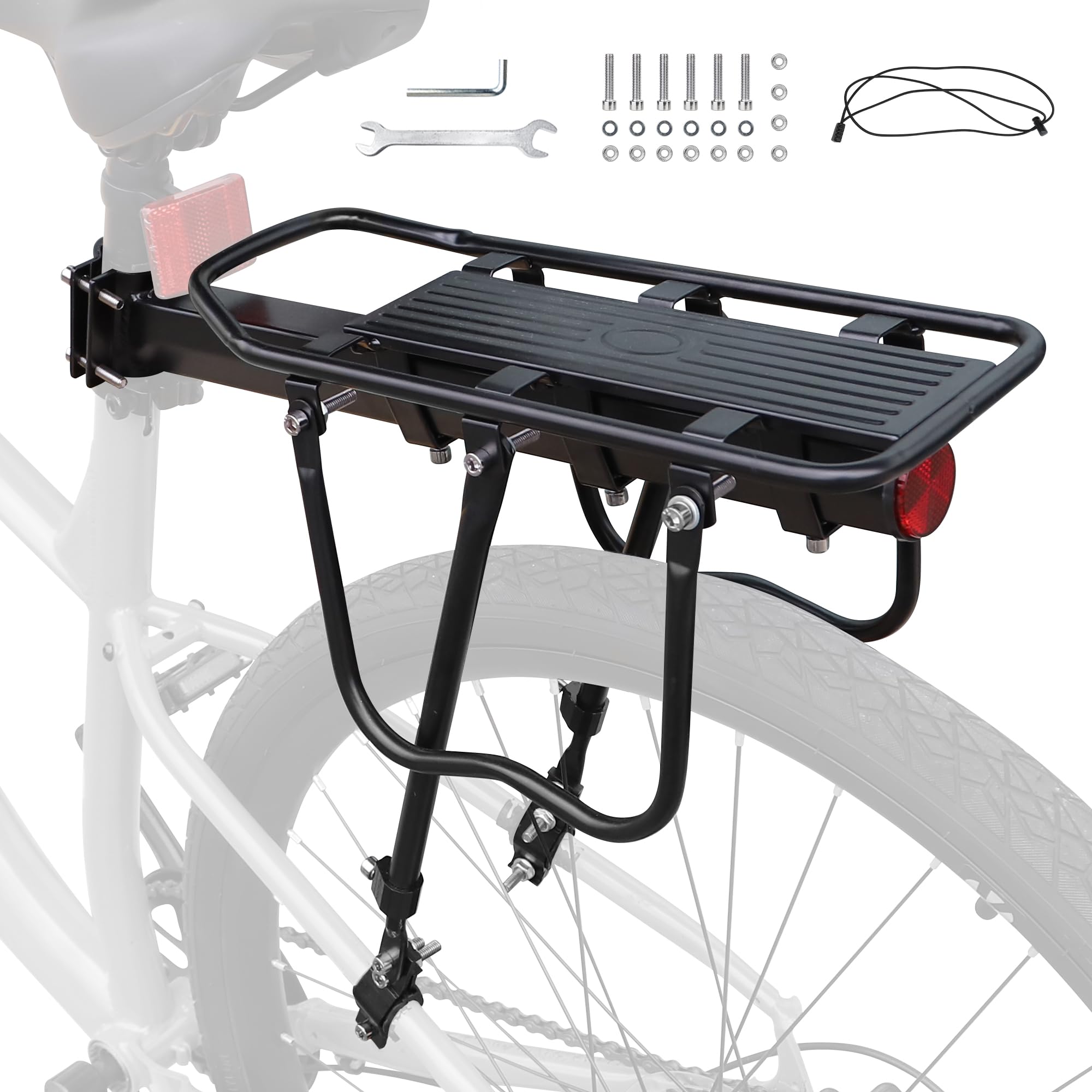 ZUKKA Set portapacchi per bicicletta da 22 – 29 pollici/700 C, regolabile, universale, in ferro, carico massimo 110lbs (50 kg) per mountain bike e bici da corsa