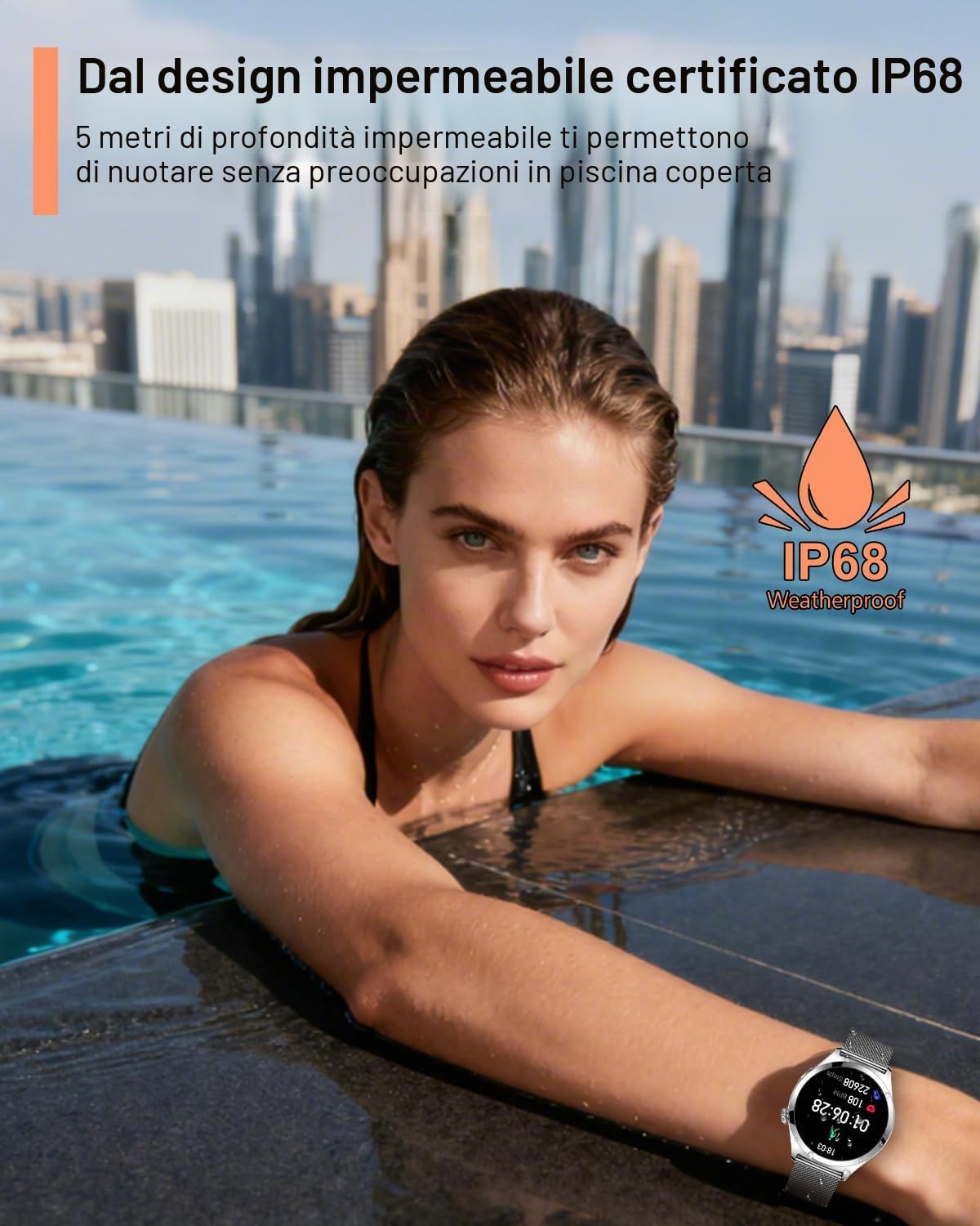 Smartwatch Donna, 1,27” Orologio Smartwatch con Chiamata Bluetooth, 120+ Sport, 24H Frequenza Cardiaca SpO2 Sonno, Fisiologia Feminile, IP68 Impermeabile, Smart Watch per Android iOS Argento