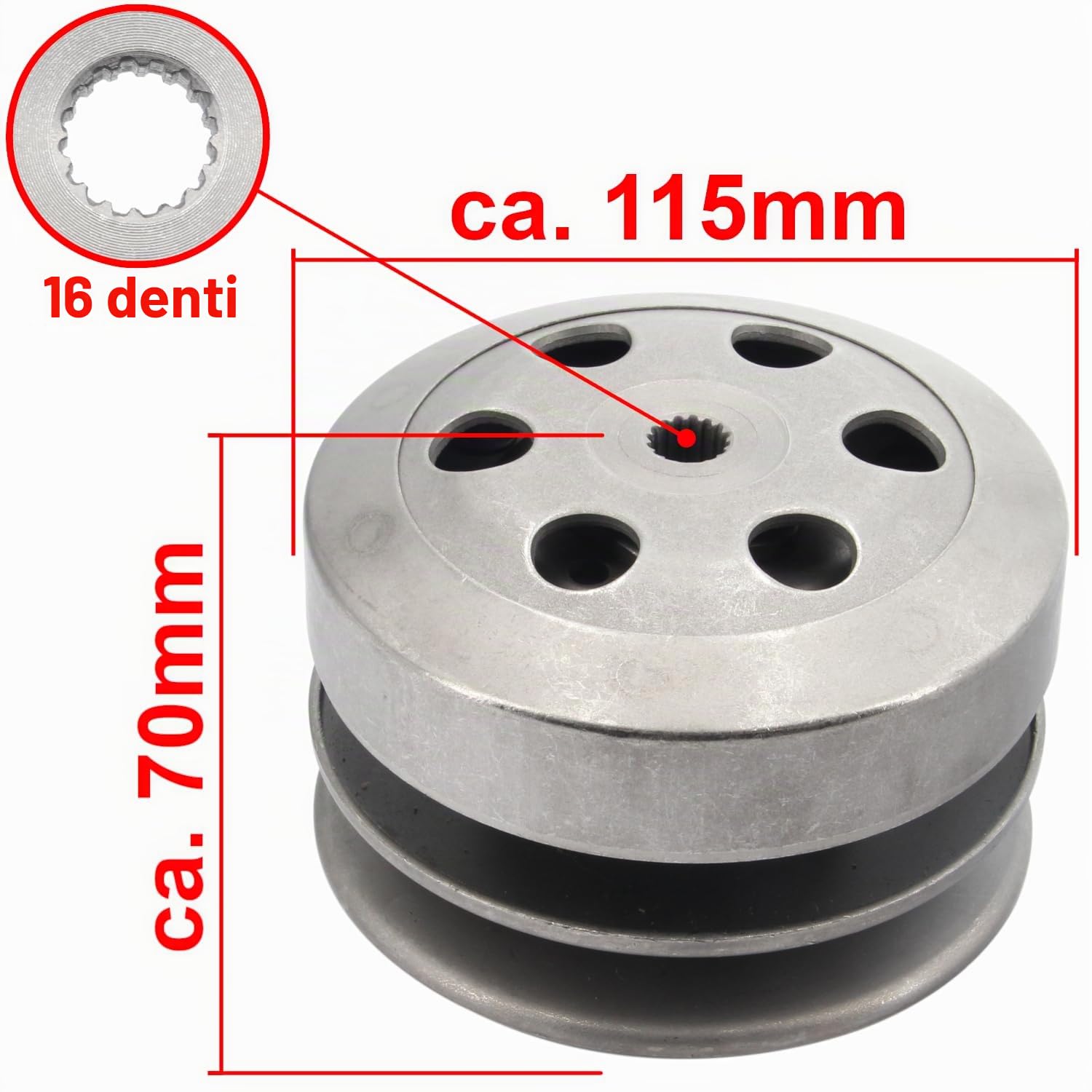 Area1 Trasduttore di ricambio + frizione + campana 107 mm per motori 50 cc 2T, compatibile con Aerox Jog Neos Slider BWs Italjet F12 F15 461 K2 Nitro Mach G