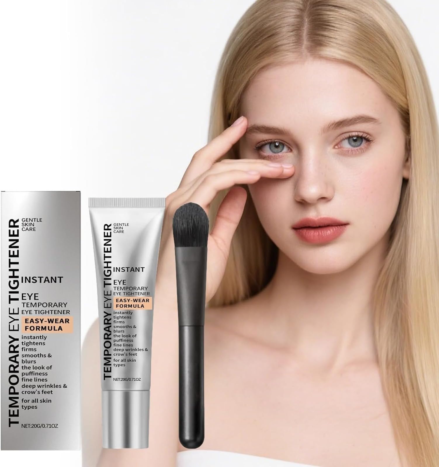 Perfection Eye Tightener, Crème Contour des Yeux – Effet Raffermissant Temporaire pour Poches et Rides, Lissage Instantané, Avec Pinceau Applicateur