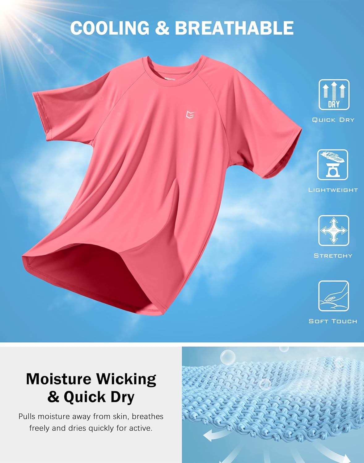 G Gradual Men's Athletic Workout T-Shirts Moisture Wicking Cooling Running Shirts Short Sleeve Performance Tee for Gym Tennis - Image 5