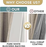 Vista 421 de H.VERSAILTEX Cortinas 100% opacas con aislamiento térmico, texturizadas, de lino, con bloqueo completo de calor y luz, para sala de estar y Negro