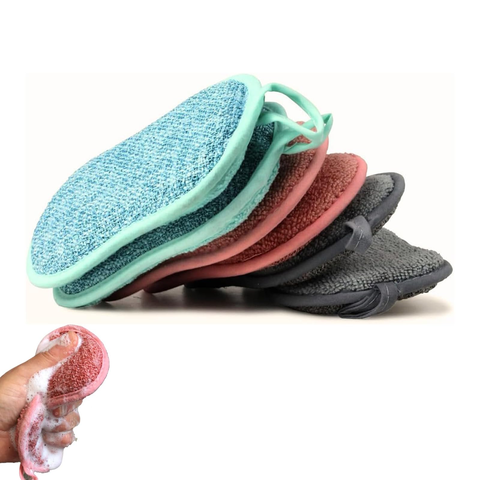 Multipurpose Dual-sided Sponge Scrubber, 6 Pack - High Density Microfibre With Non-Scratch Technology for Kitchen, Sink, Pan, Pot Dishwashing