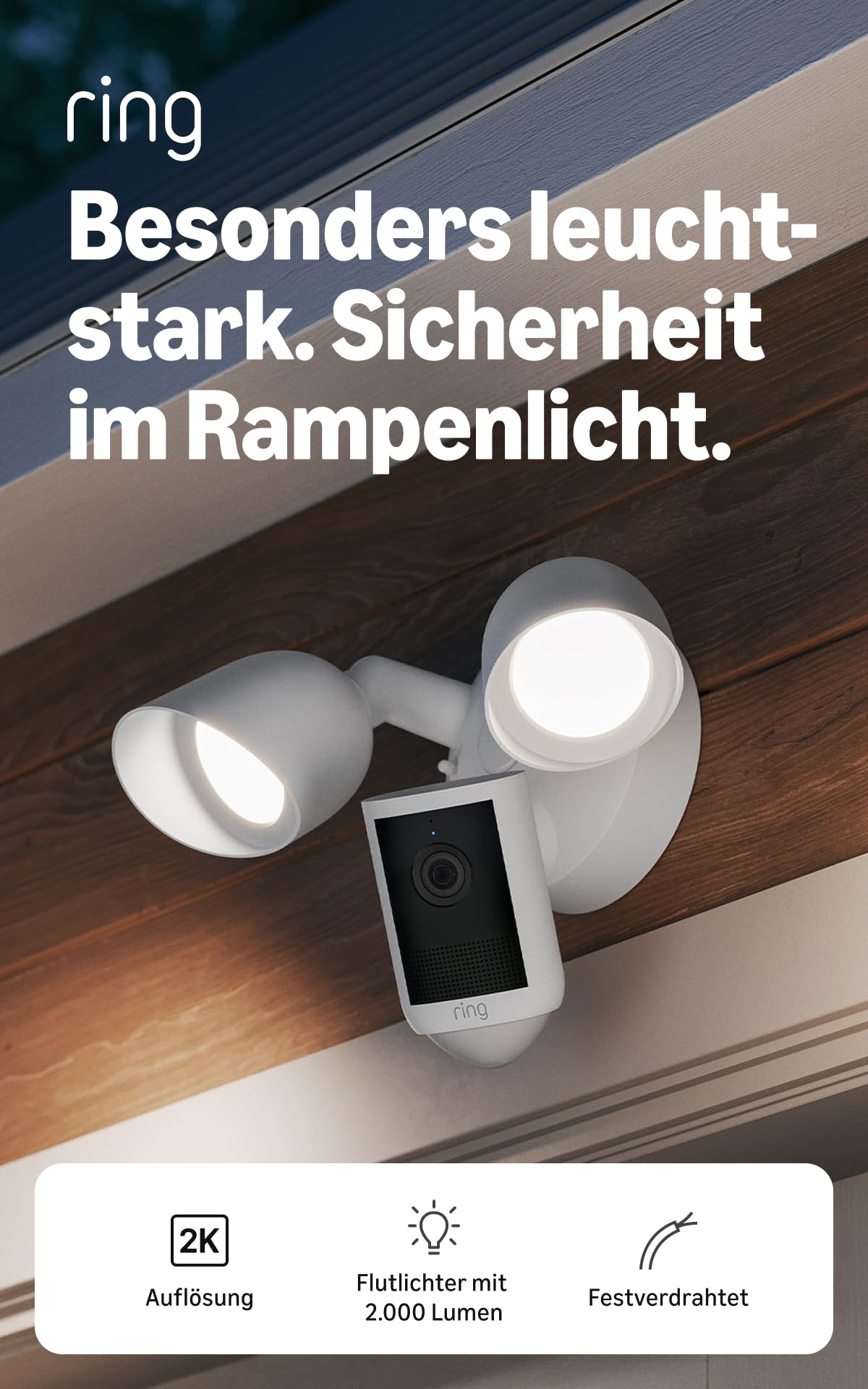 Ring Flutlichtkamera (Floodlight Cam), festverdrahtet(neueste Generation), Weitwinkel-Video in Retinal 2K, optimierter 6x-Zoom… – Ansicht 2