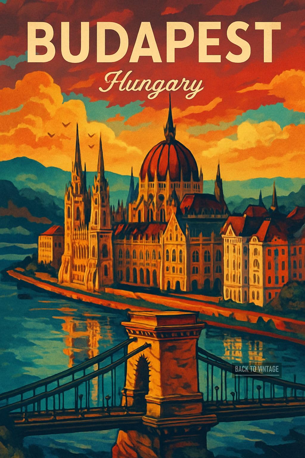 Vintage Travel Poster Showcasing Budapest's Iconic Landmarks_result - A4 Travel City Poster Wall Art Home Decor Art Print Featuring Urban Landmarks and Global Views for Stylish Interior Display
