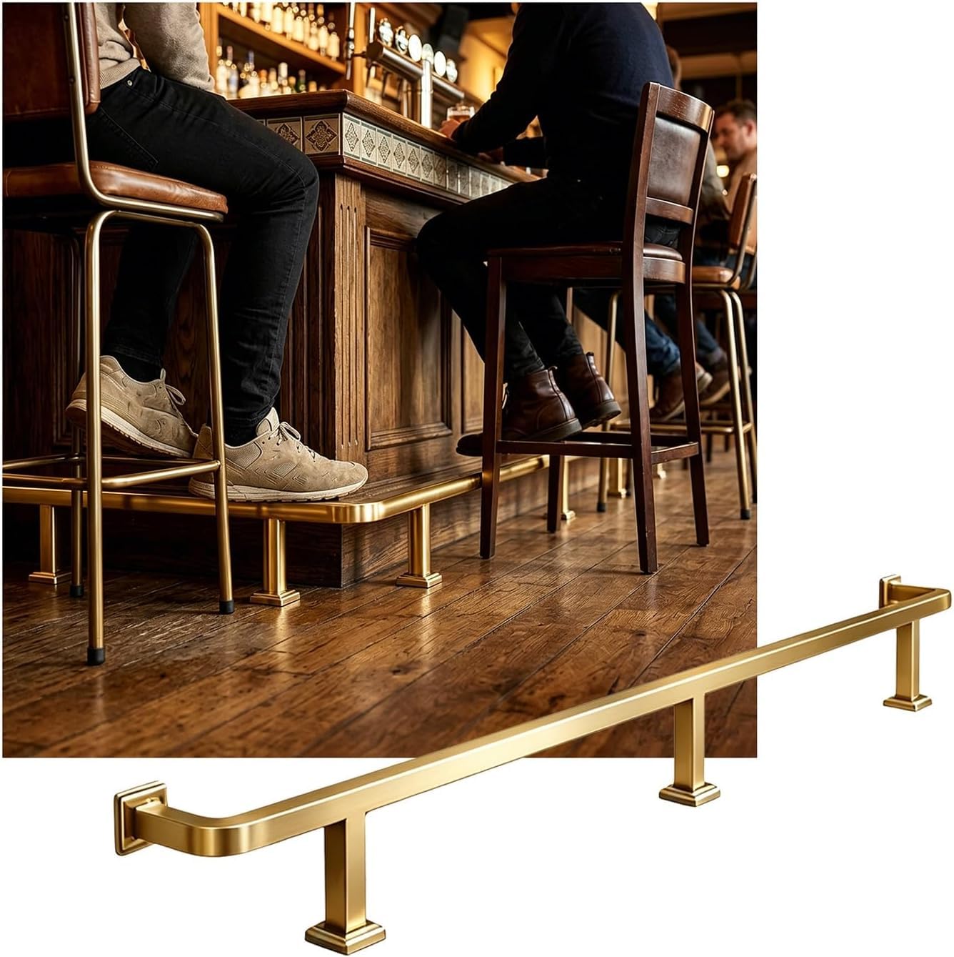 Kanduo Bar Foot Rail Kit Brushed Stainless Steel Bar Foot Rail，Wall Mount Bar Foot Rest Kit for Home & Commercial Bars(Gold,2.0M/6.56FT)