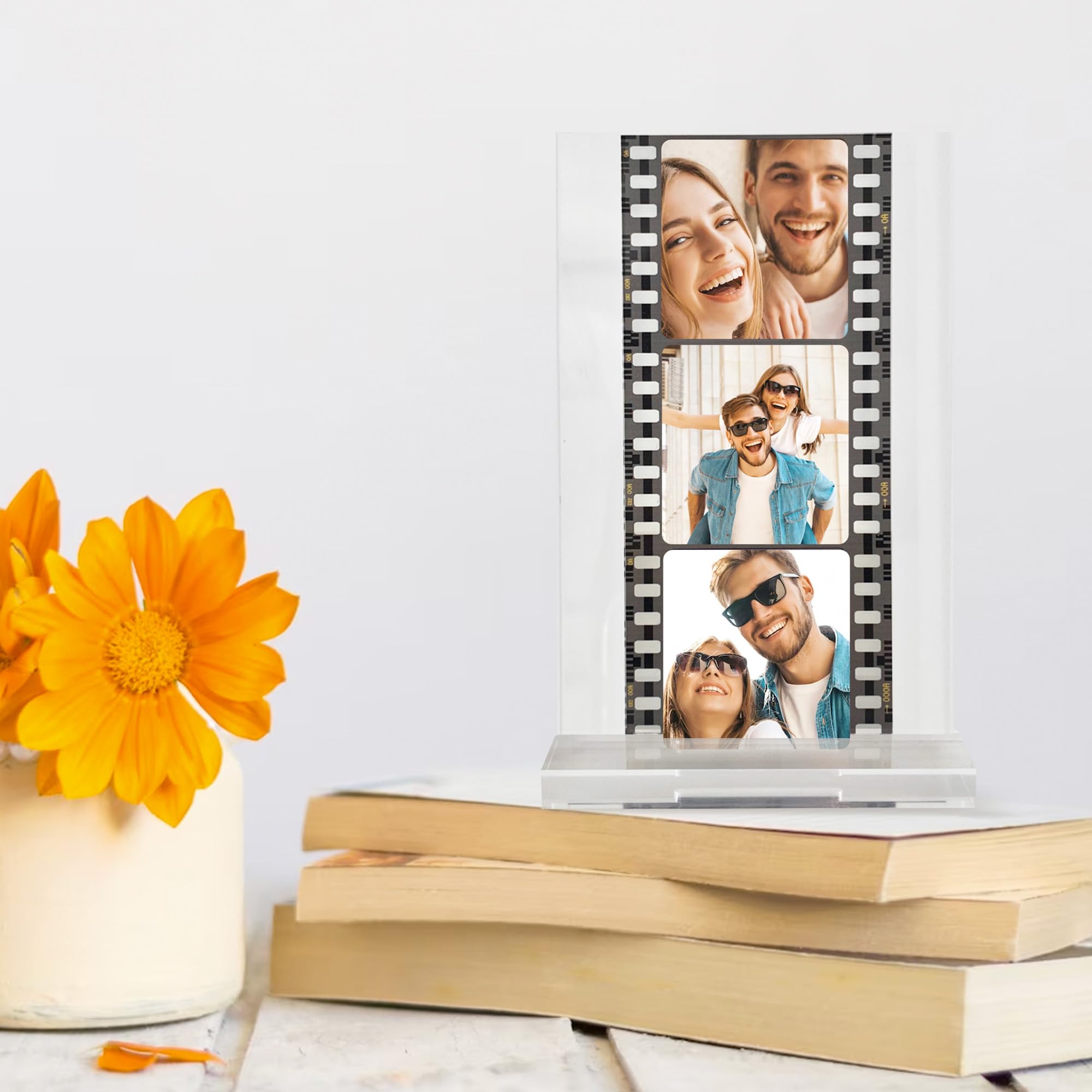 Transparent Gift Placa Carrete de Fotos Personalizada. Cuadro de Metacrilato Negativo Fotos con 3 Recuerdos. Regalos originales para Hombres, Mujeres, Novios, Novias, Parejas, Aniversarios…