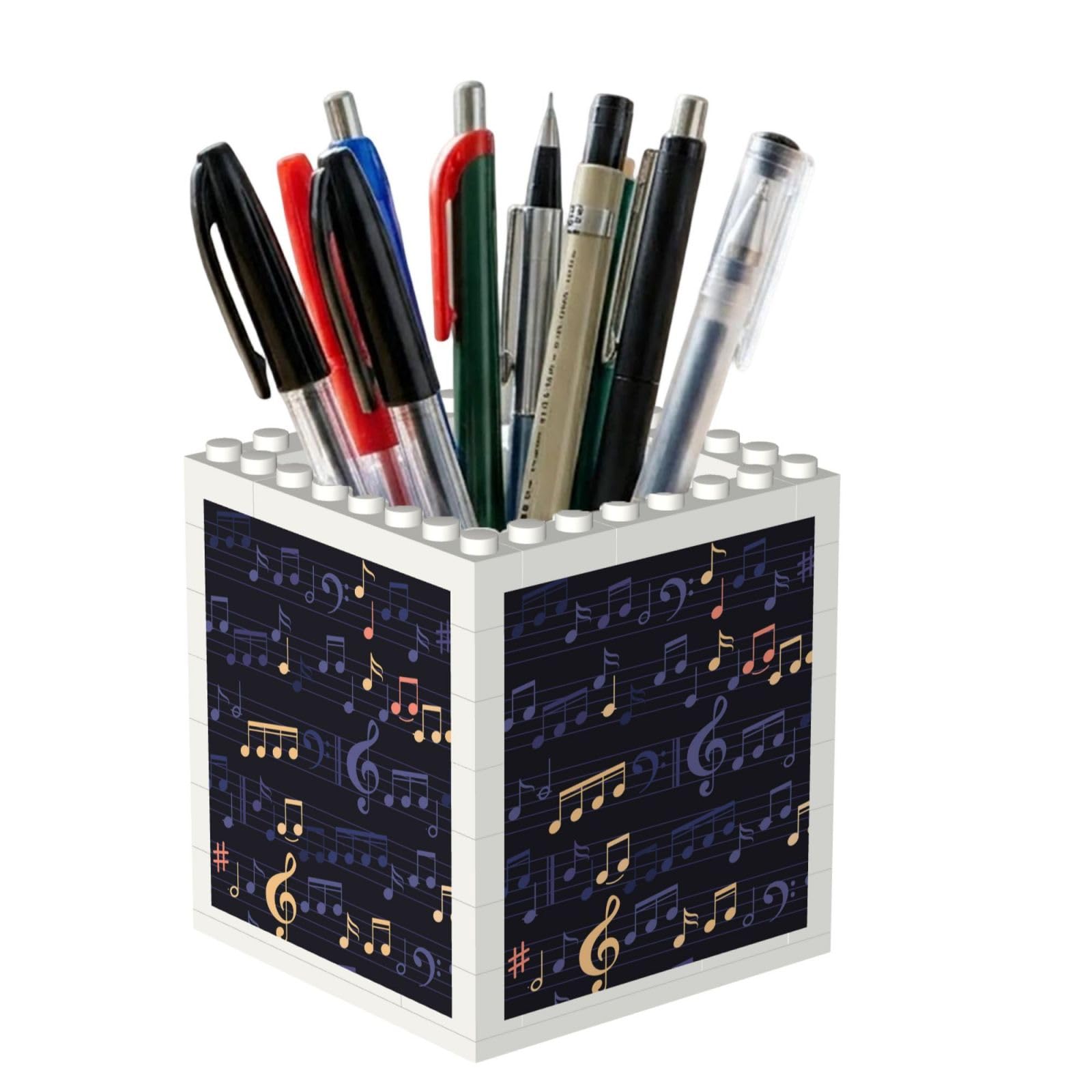 Poadnly Music-Seamless-Pattern, Pen Pot Pencil Holder for Office Home School, Compact Desk Organiser for Office Stationery