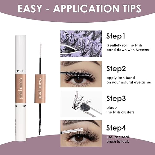 Miniatura 8 de Kit de extensiones de pestañas, kit de 320 racimos de pestañas, pestañas individuales naturales de 0.394-0.630 in, rizo CD con pinzas de sello de