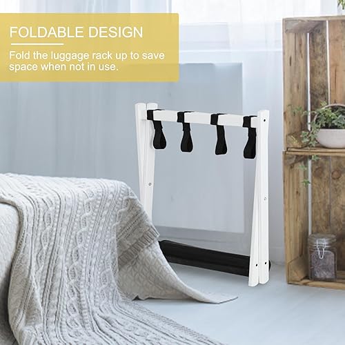 Miniatura 5 de Babion Portaequipajes plegable para habitación de invitados, paquete de 2, portaequipajes para soporte de maleta con correas de nailon, soporte de