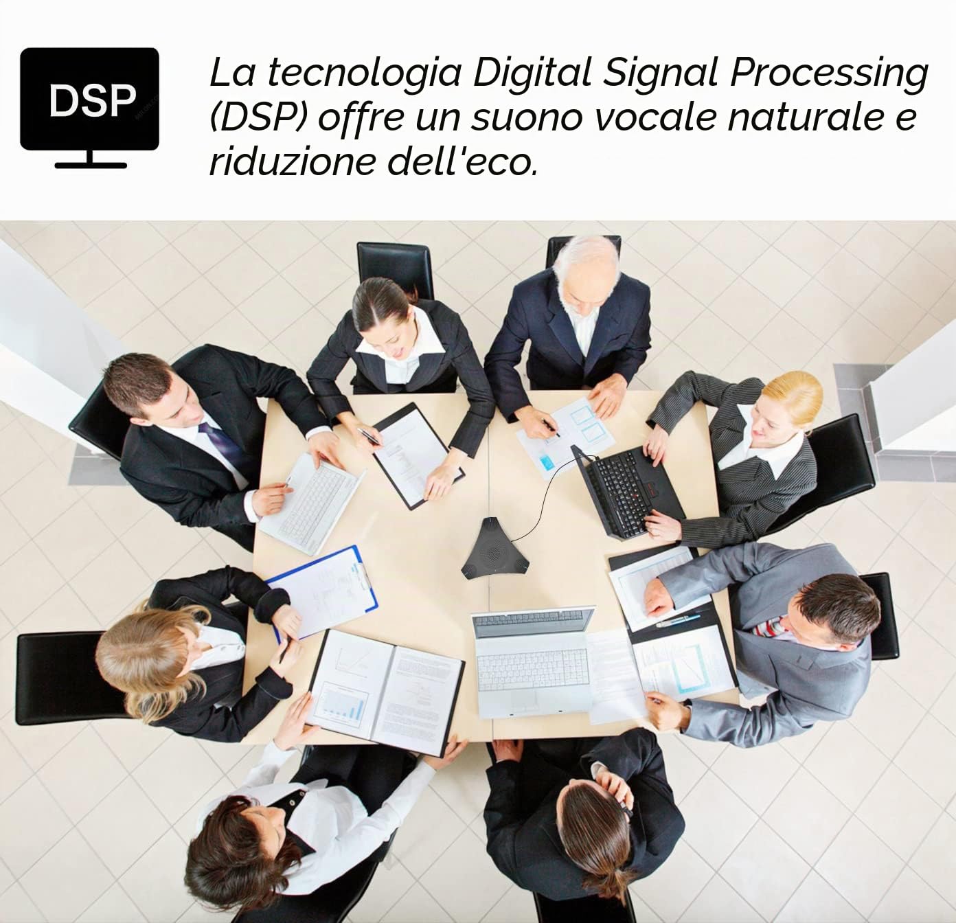 Octopus Altoparlante & Microfono per conferenze telefoniche Microfono omnidirezionale a 360° Plug and Play USB per sala riunioni o ufficio telelavoro