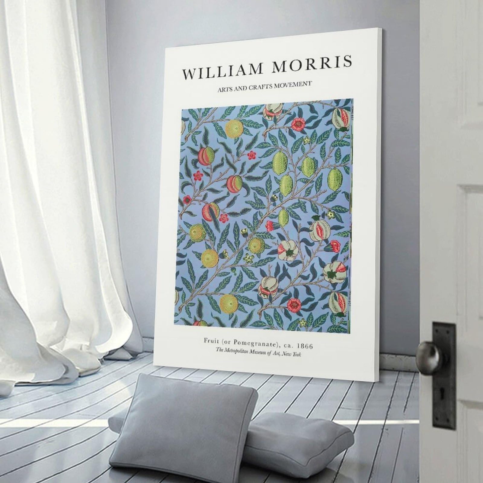 Junmoney William Morris Lime Canvas Wall Decor, 24x36inch(60x90cm), for Lounge Decor, Bedroom Walls Or Flats, Eye Catching Artwork for Blank Walls