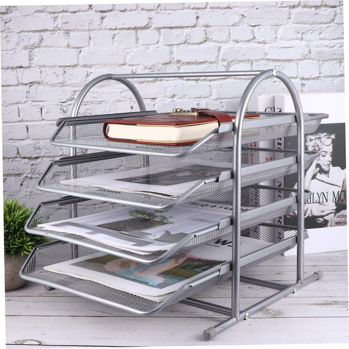 VILLCASE File Document Rack Desk Shelves Wall Organizer Homeschool Supplies Office Supplies File Holder Modern Design