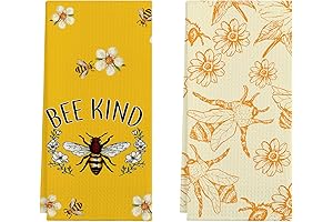 Modern Bee Kind Honey Bee Daisy Kitchen Towels Set